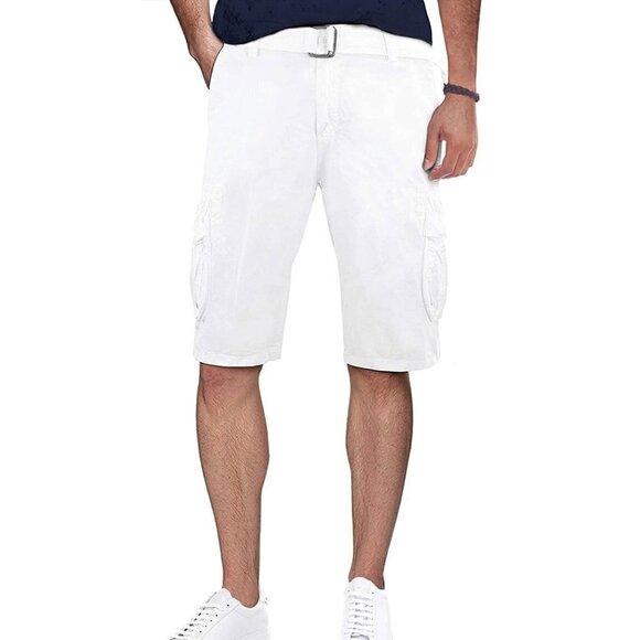 RAW X Men's White Belted 12" Inseam Cargo Shorts - Size 40 -NWT - Picture 1 of 5
